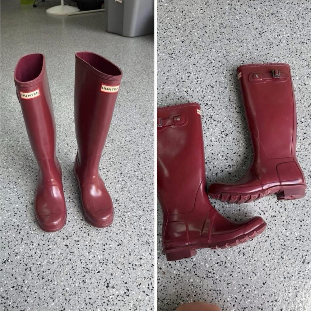 Hunter Burgundy Rain Boots women’s 7